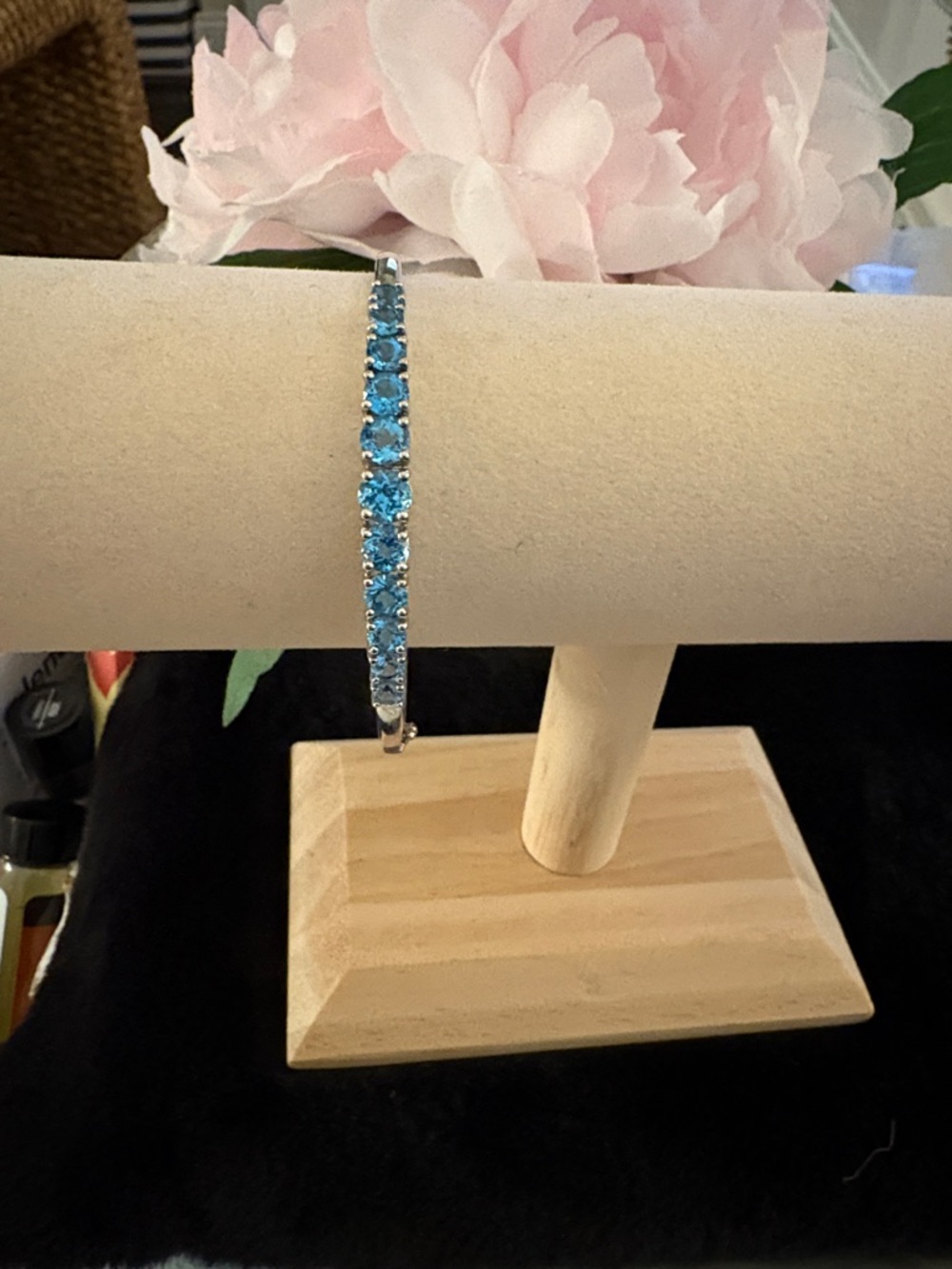 Blue Swiss Sapphire’s Cuff Bracelet on Sterling Silver 925